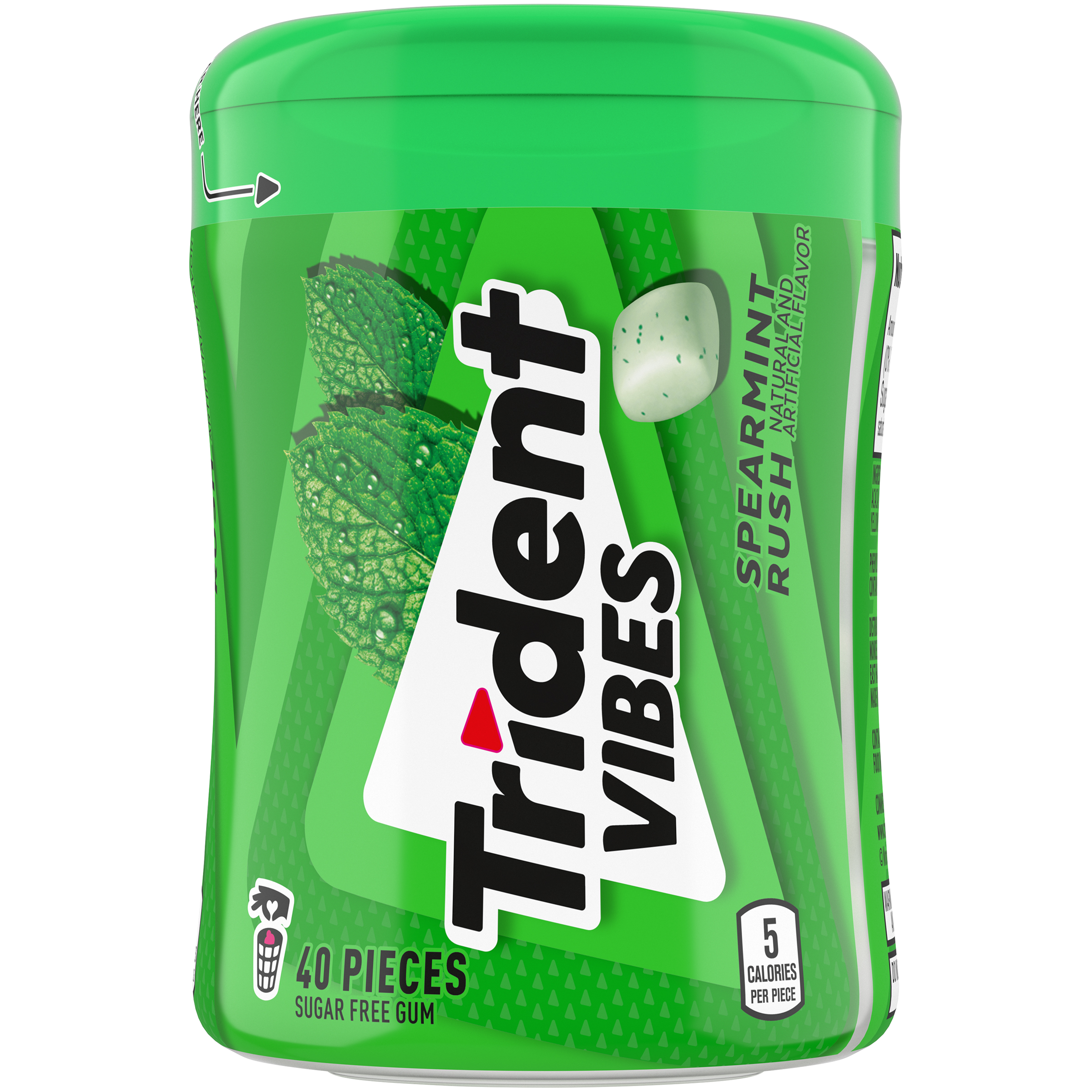 Trident Vibes Spearmint Rush Sugar Free Gum, 6 Bottles of 40 Pieces (240 Total Pieces)-3