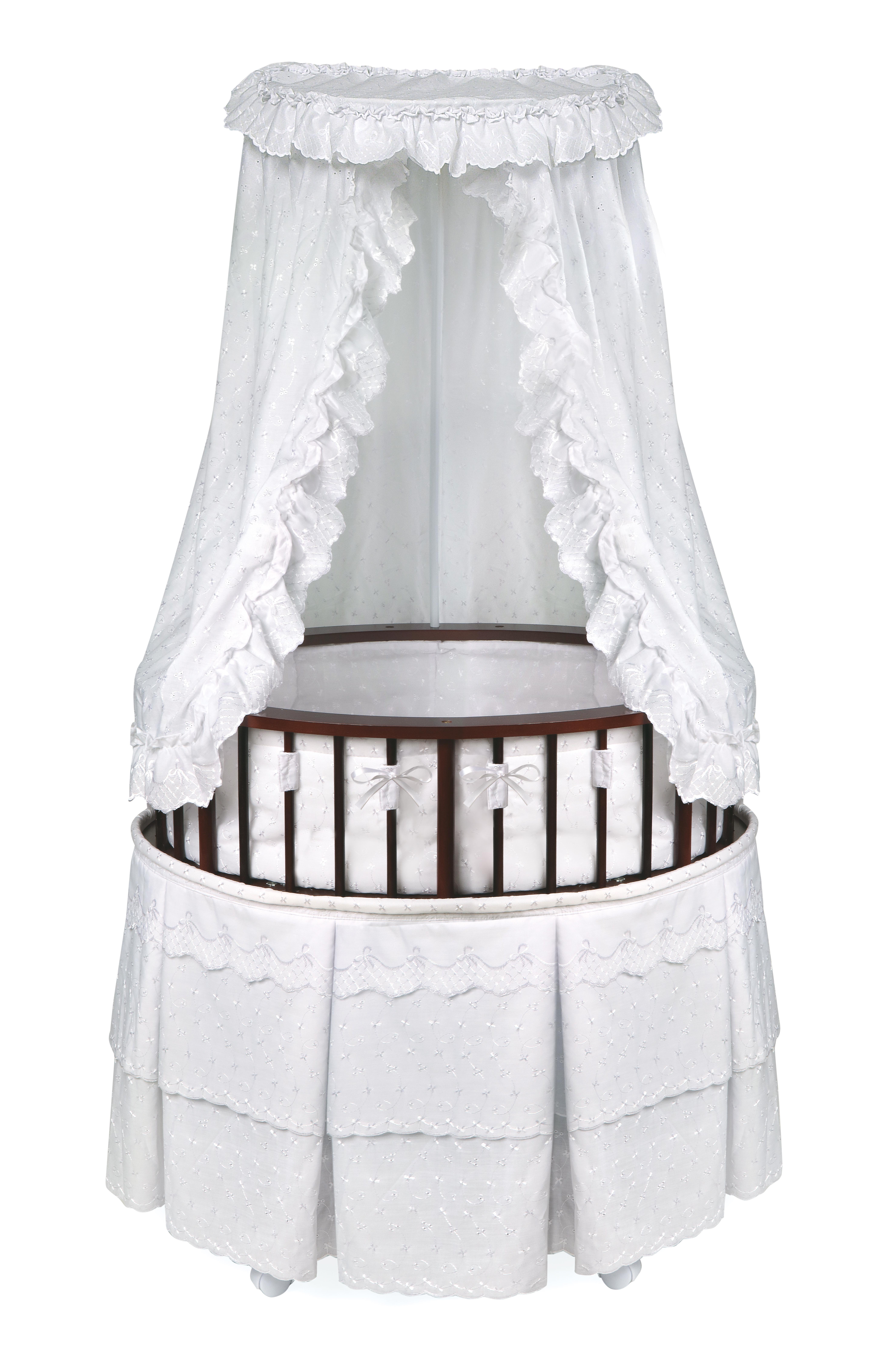 Elite Oval Baby Bassinet with Canopy - Cherry/White