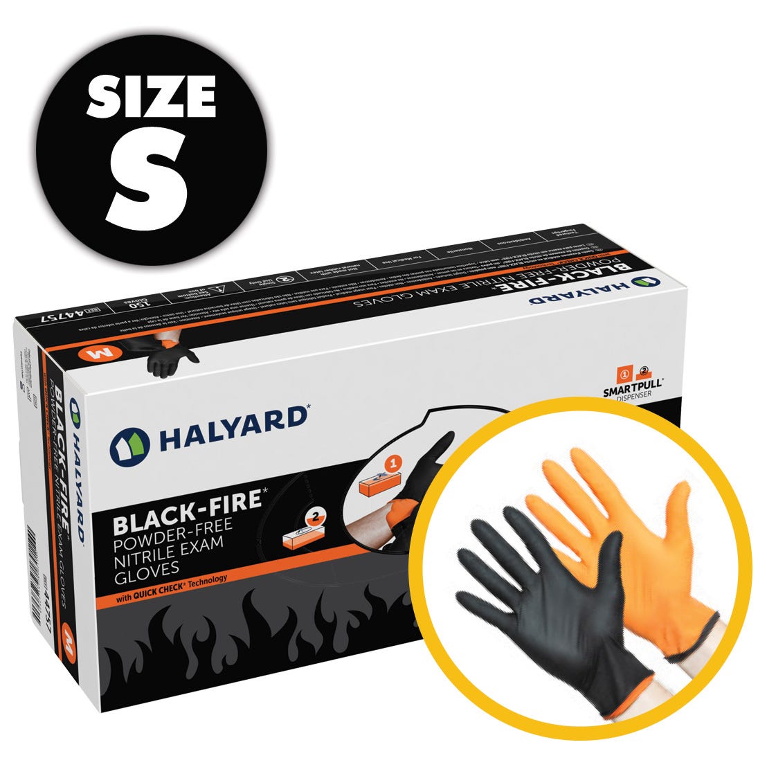 Black Fire Nitrile Exam Gloves- Small- 150/Box