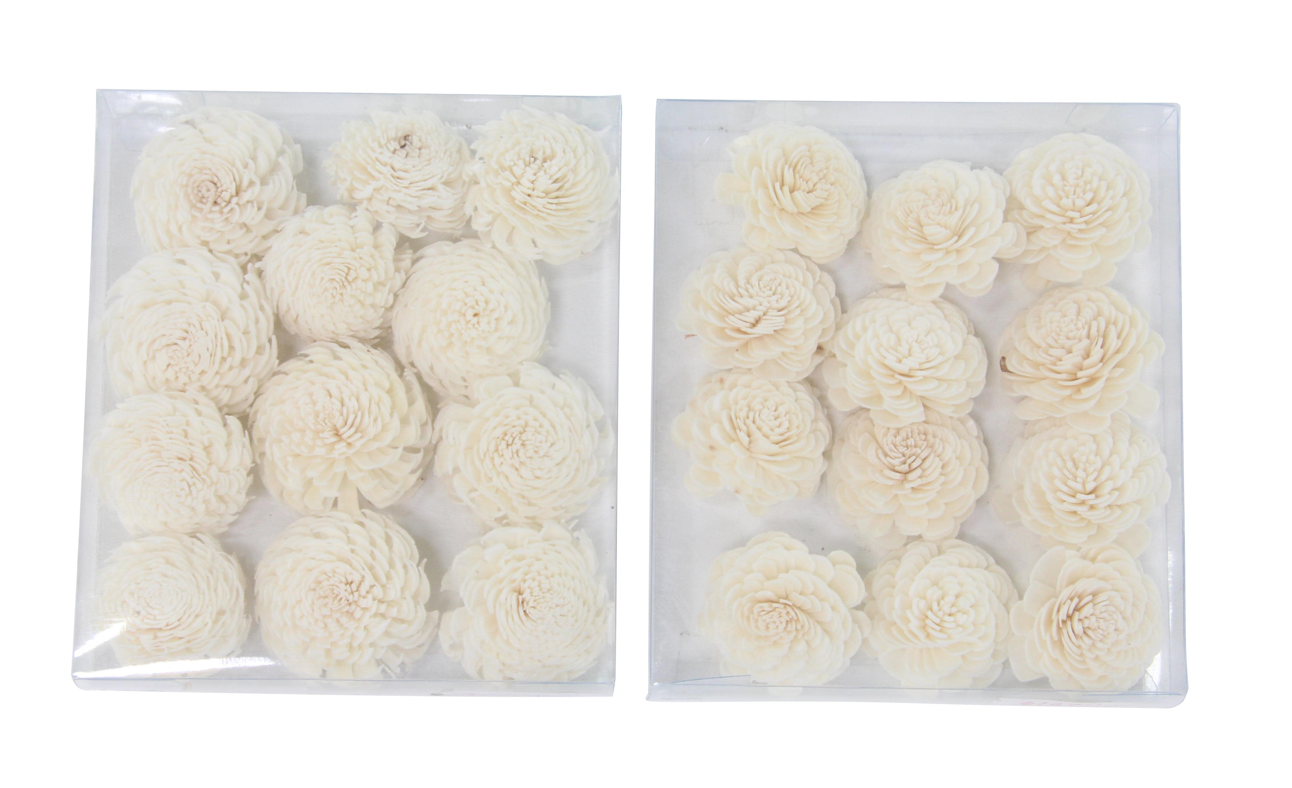 White Dried Plant  Handmade Orbs & Vase Filler, 2 Assorted 6"W, 7"H