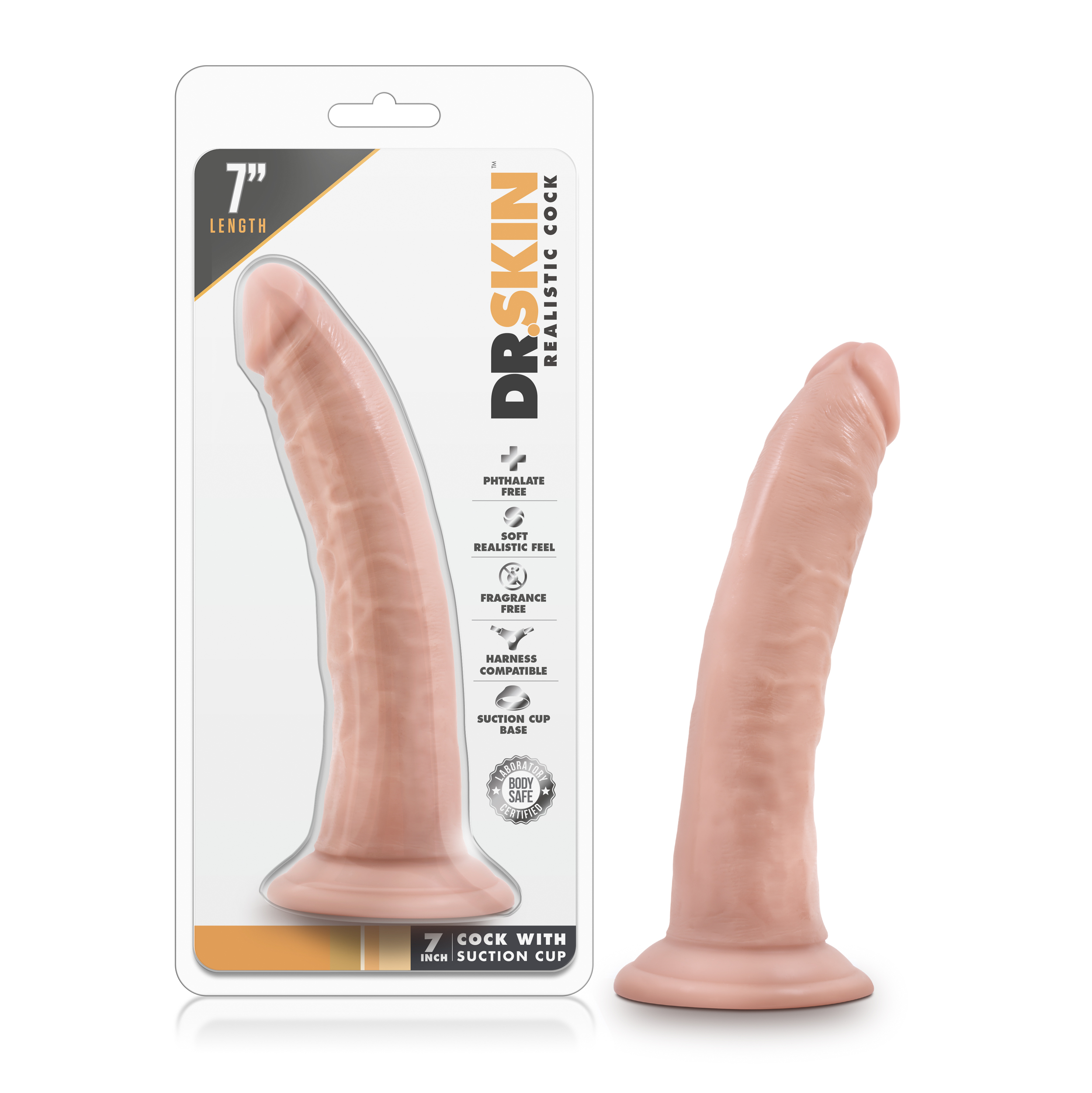 Blush Dr. Skin Realistic Vanilla 7.5-Inch Long Dildo With Suction Cup Base