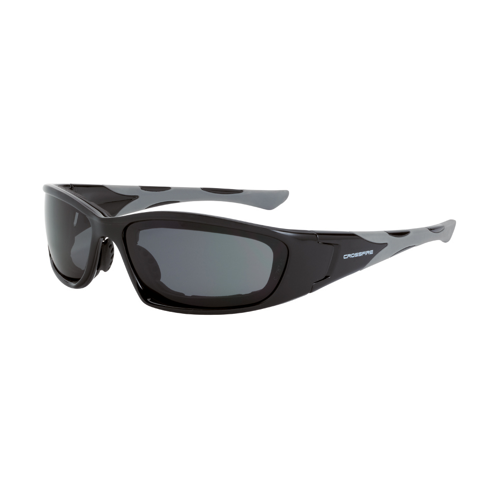 MP7 Foam Lined Safety Eyewear - Shiny Black Frame - Dark Smoke Anti-Fog Lens