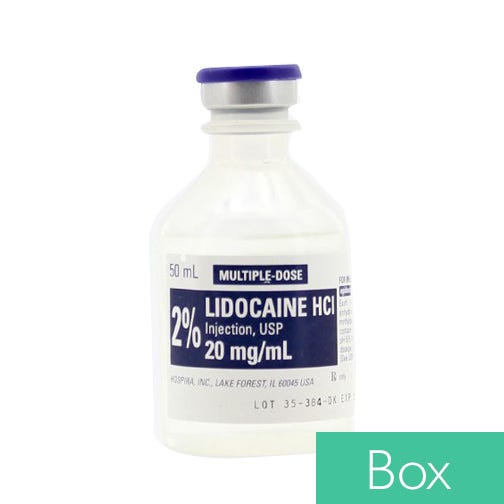 Lidocaine HCl 2% (20mg/ml), 50ml Multiple Dose Vial - 25/Box