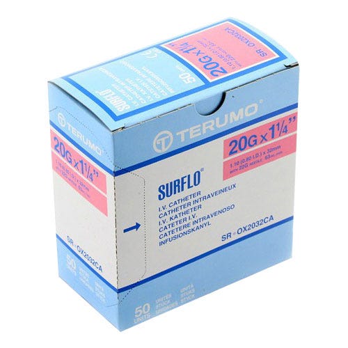 Catheter SURFLO® 20ga x 1-1/4"- 50/Box