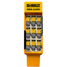 DEWALT FS9-DPG72T Flexible Durable Grip Work Gloves 9 Peg Free Standing Corrugated Display, 54 Pairs