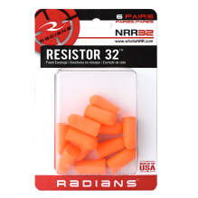 Radians Resistor® 32 Disposable Foam Earplugs - 6 Pair Uncorded