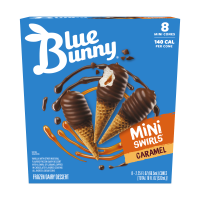 Mini Swirls Caramel Cones, Frozen Dessert, 8 Pack