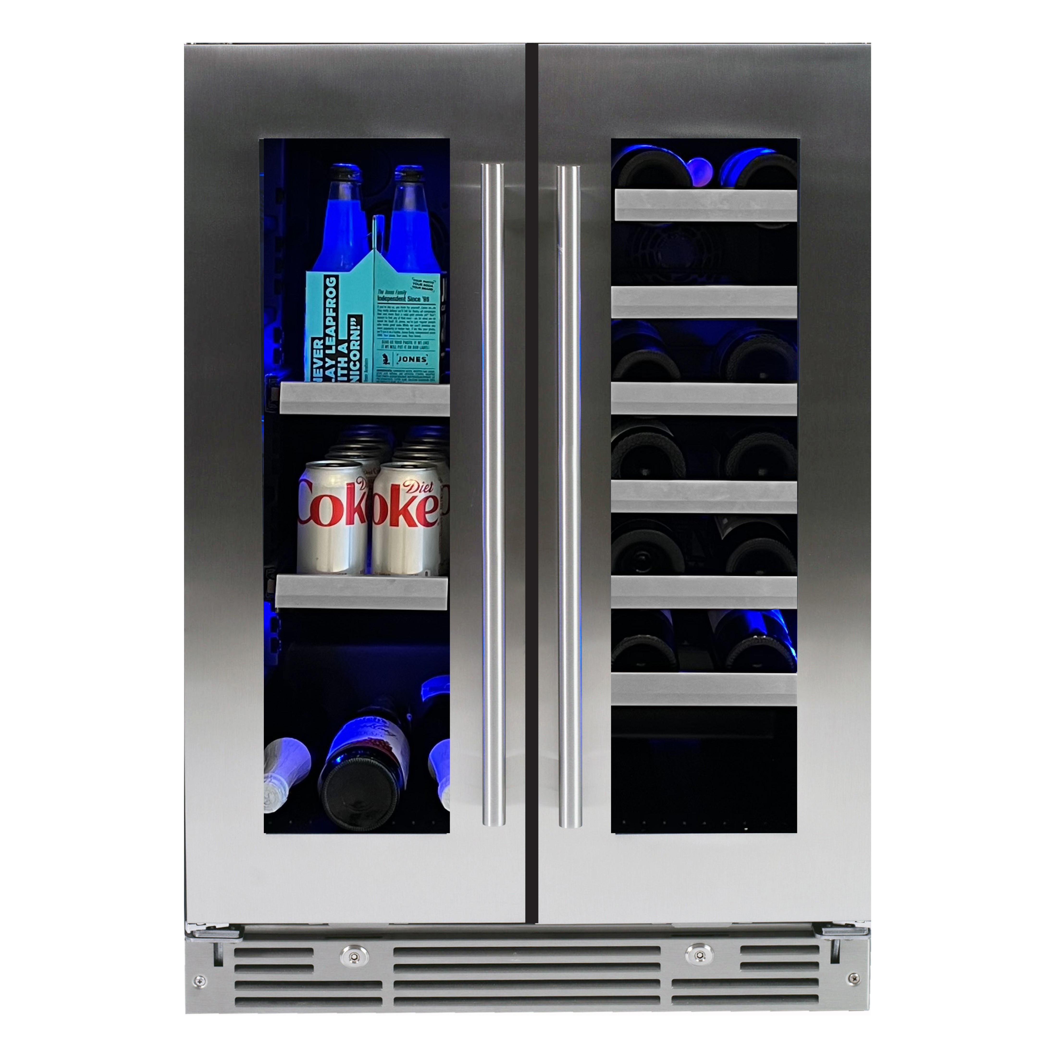 XO Appliances 24 Beverage/Wine Double Door Stainless Steel and Glass