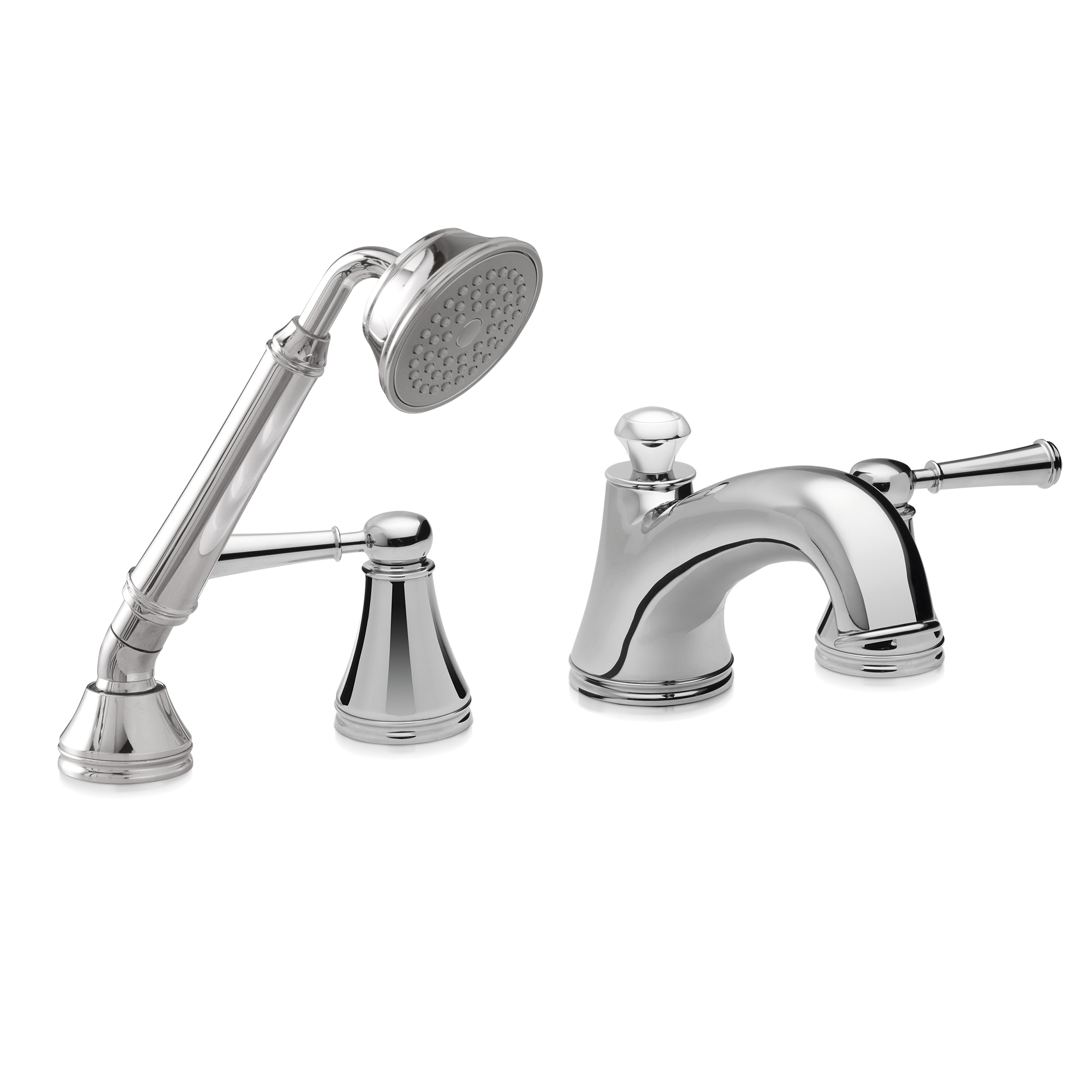 TOTO Vivian Two Handle Deck-Mount Roman Tub Filler Trim with Hand Shower, Polished Chrome, Brass, TB220S1#CP