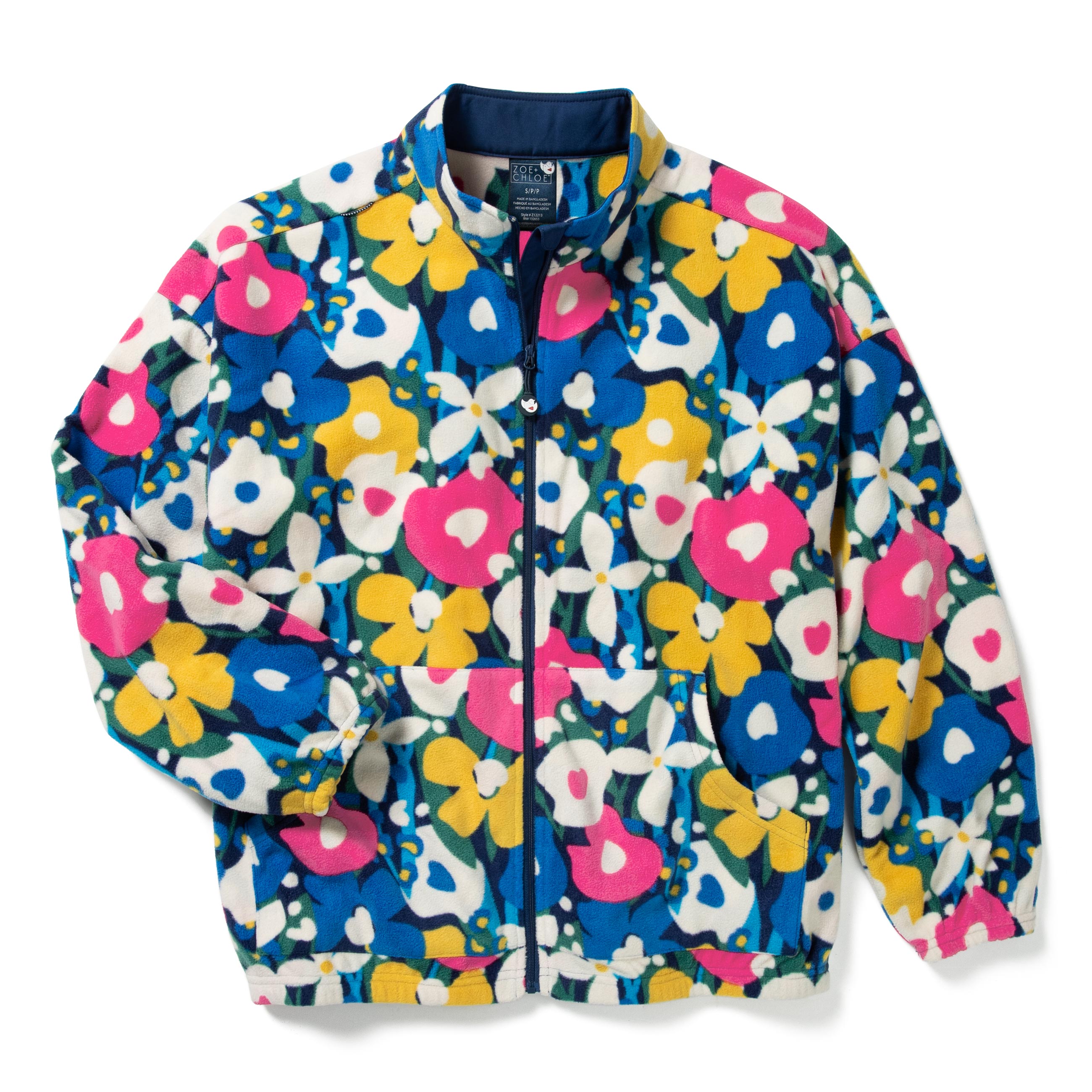 Zoe+Chloe Boxy Fit Printed Fleece Jacket-Zoe+Chloe