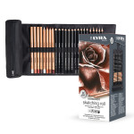  SKETCHING SET FABRIC ROLL 24CT ASST