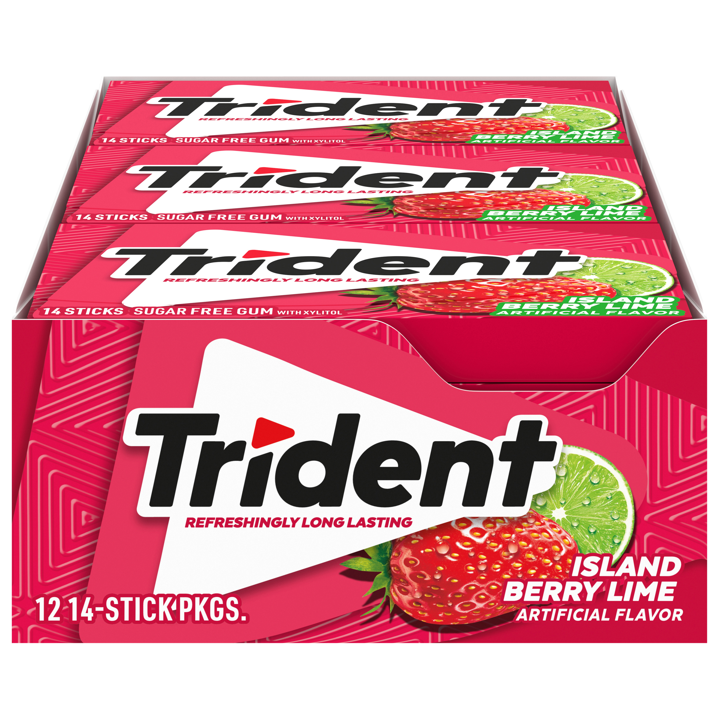 Trident Island Berry Lime Sugar Free Gum, 12 Packs of 14 Pieces (168 Total Pieces)-0