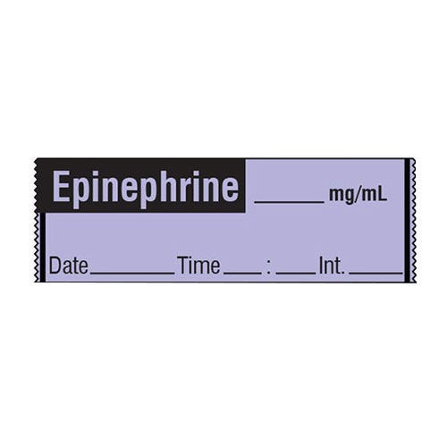 Epinephrine Labels, Violet, Perforated Tape Style - 333/Roll