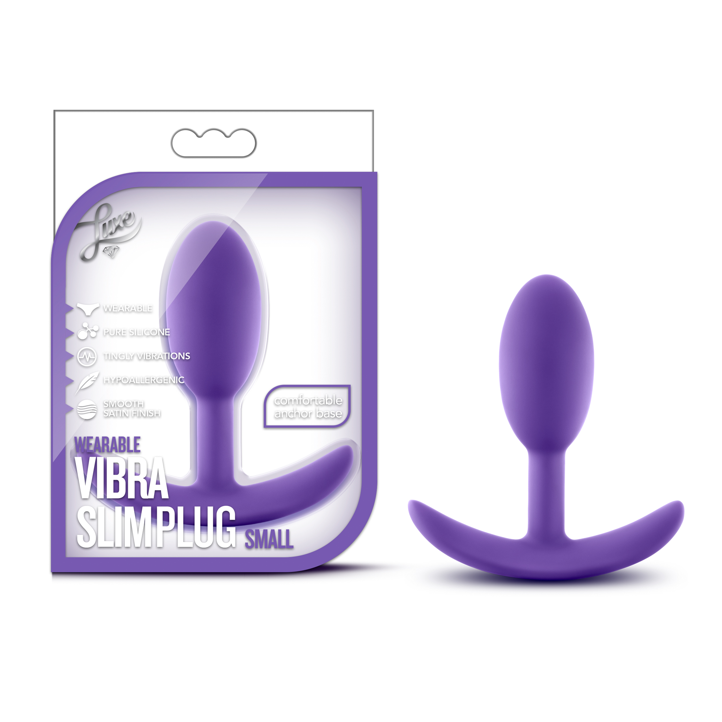 Blush Luxe Wearable Vibra Slim Purple 3.5-Inch Anal Plug