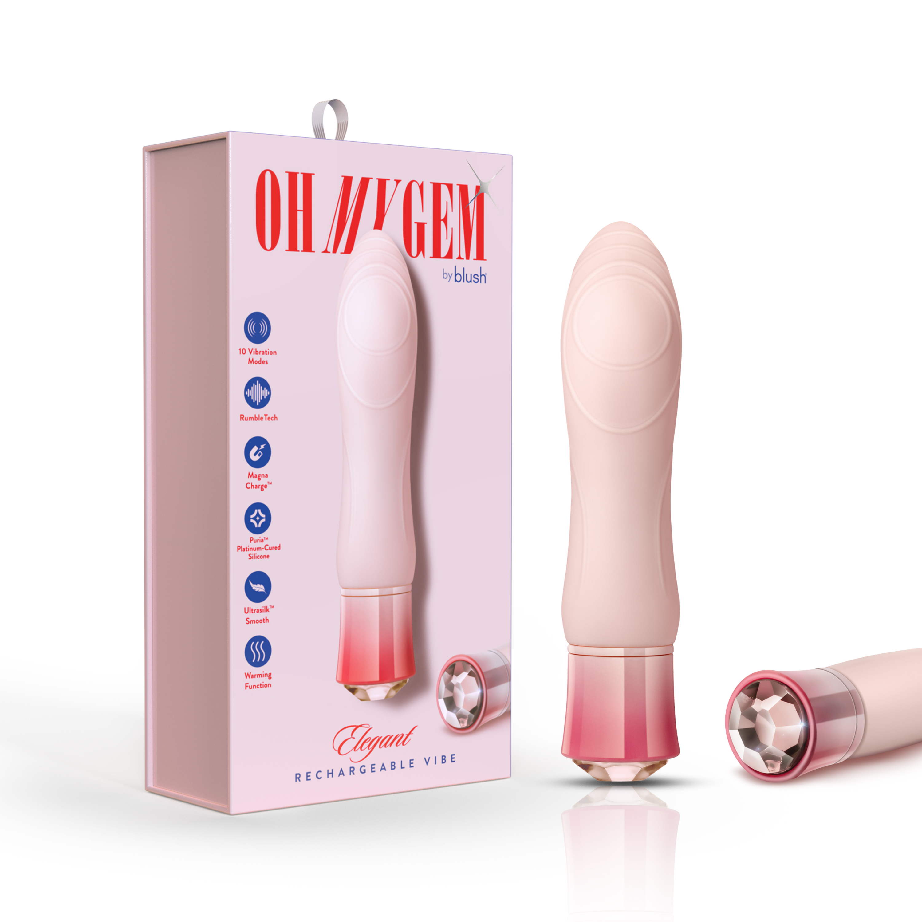 Blush Oh My Gem Elegant 5.5 Inch Warming G Spot Vibrator in Morganite - Made with Smooth Ultrasilk? Puria? Silicone