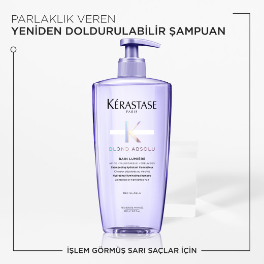 bain lumiere işlem görmüş sarı saçlar için parlaklık veren şampuan 500 ml