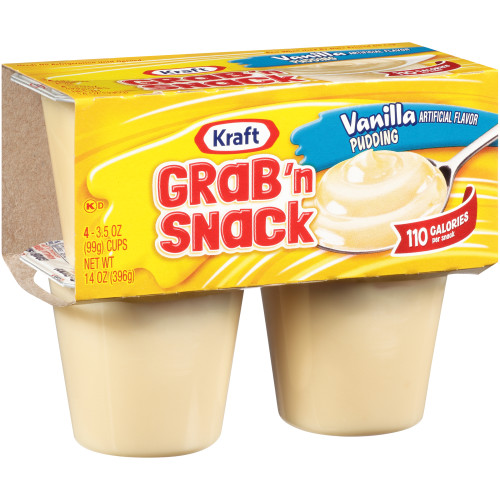  KRAFT GRAB 'N SNACK Vanilla Pudding, 3.5 oz. Cups (4/12 Count) 