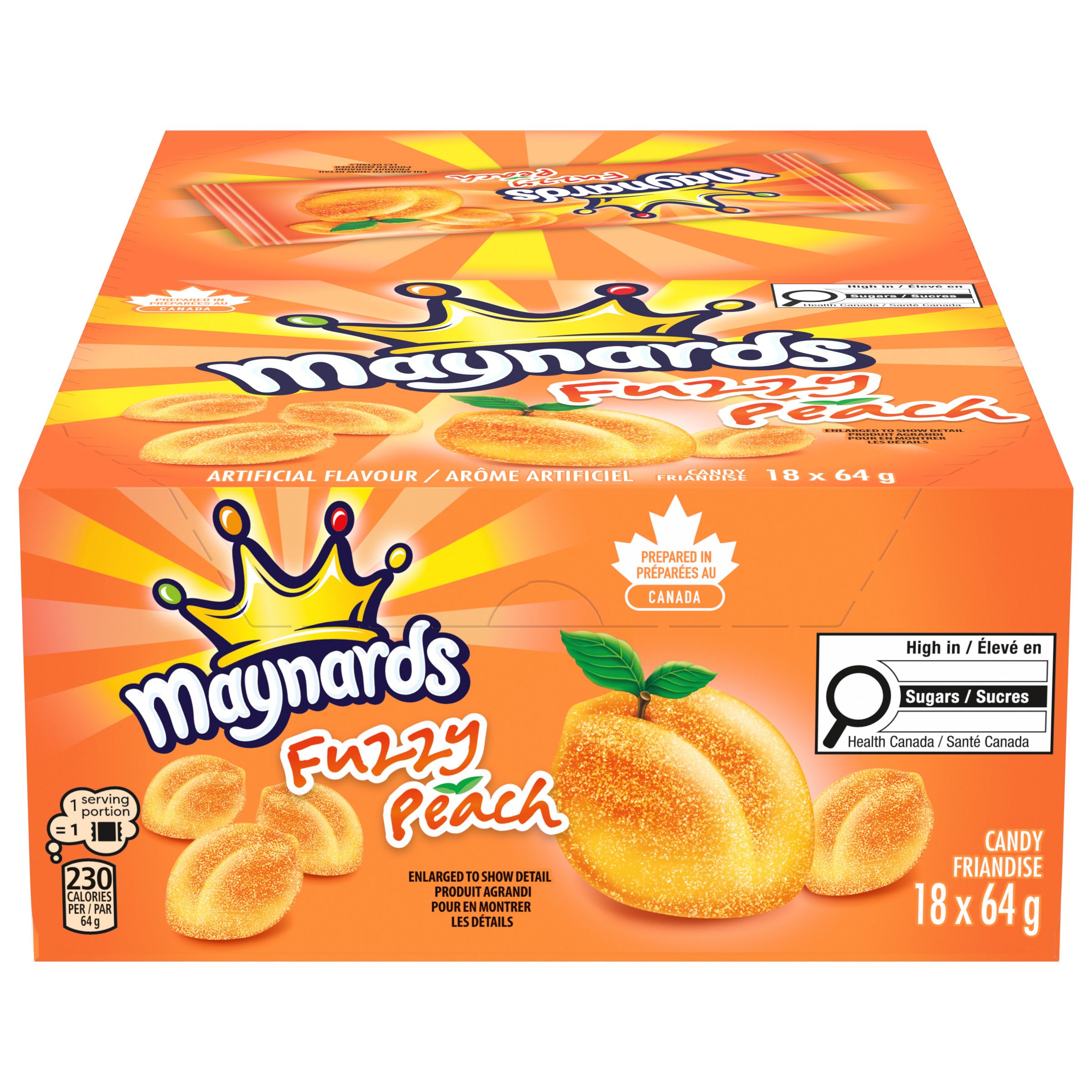 Maynards Fuzzy Peach Candy, 64g, (Pack of 18)-1