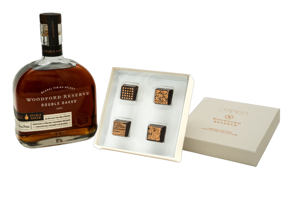 WOODFORD RESERVE DOUBLE OAKED BOURBON AND COMPARTÉS LIMITED EDITION CHOCOLATE COLLECTION BUNDLE