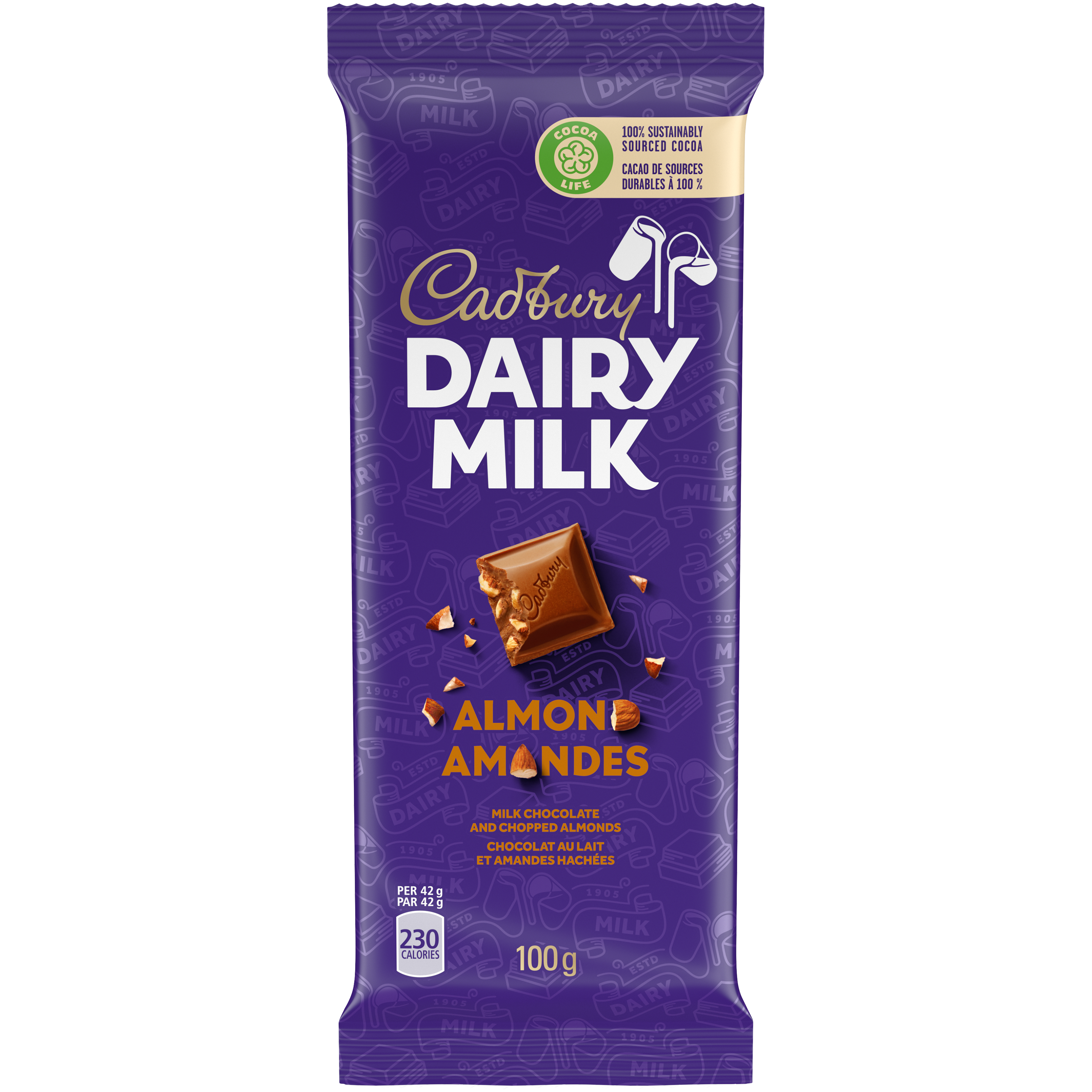 Cadbury Dairy Milk Almond Chocolate Bar, 100 G-thumbnail-0