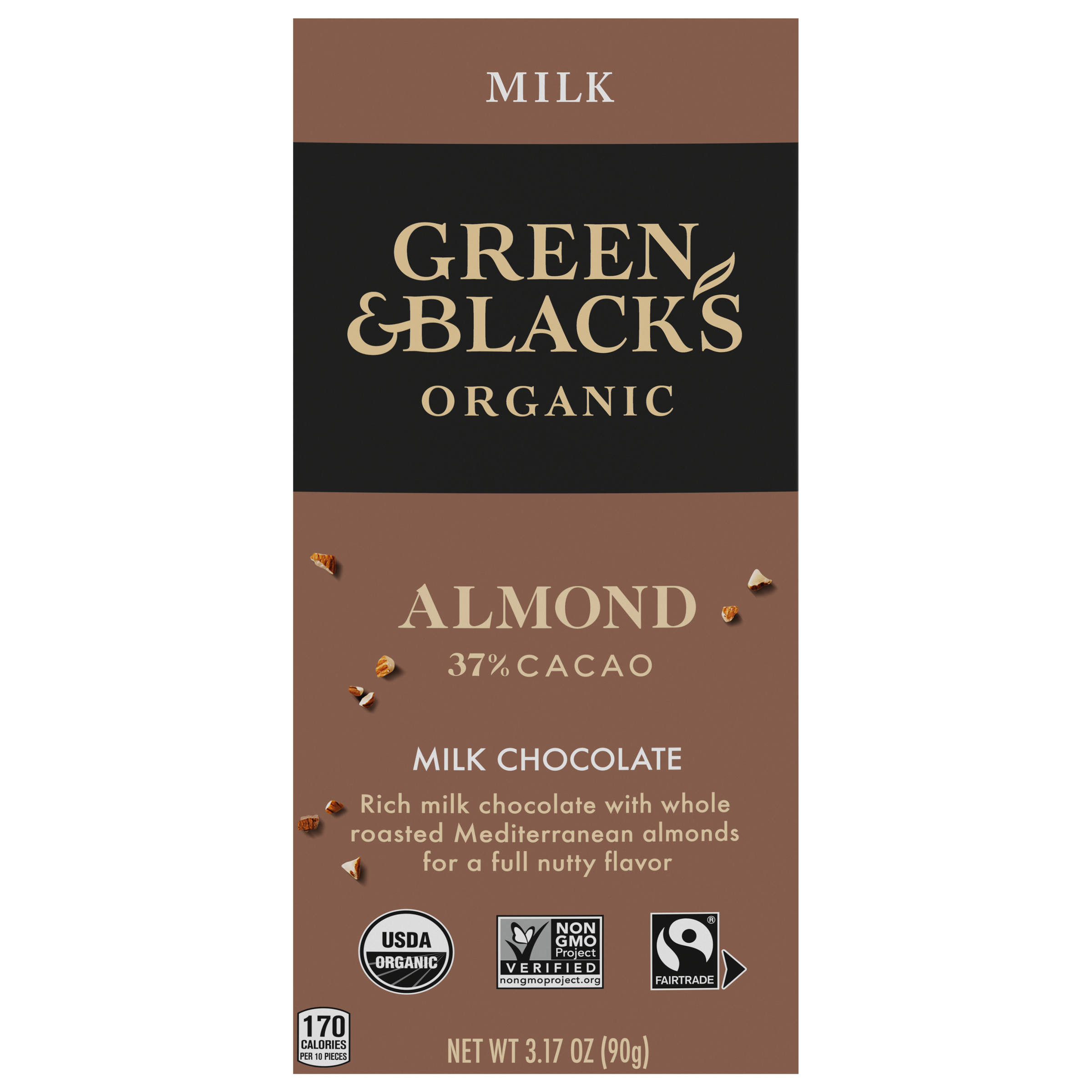 Green & Black's Organic Milk Chocolate with Almonds Bar, 34% Cacao, 3.17 oz-thumbnail-0