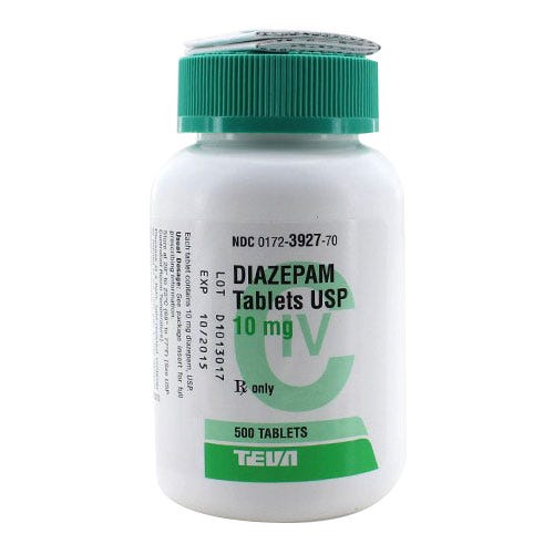 Diazepam 10mg, 500 Count Tablets