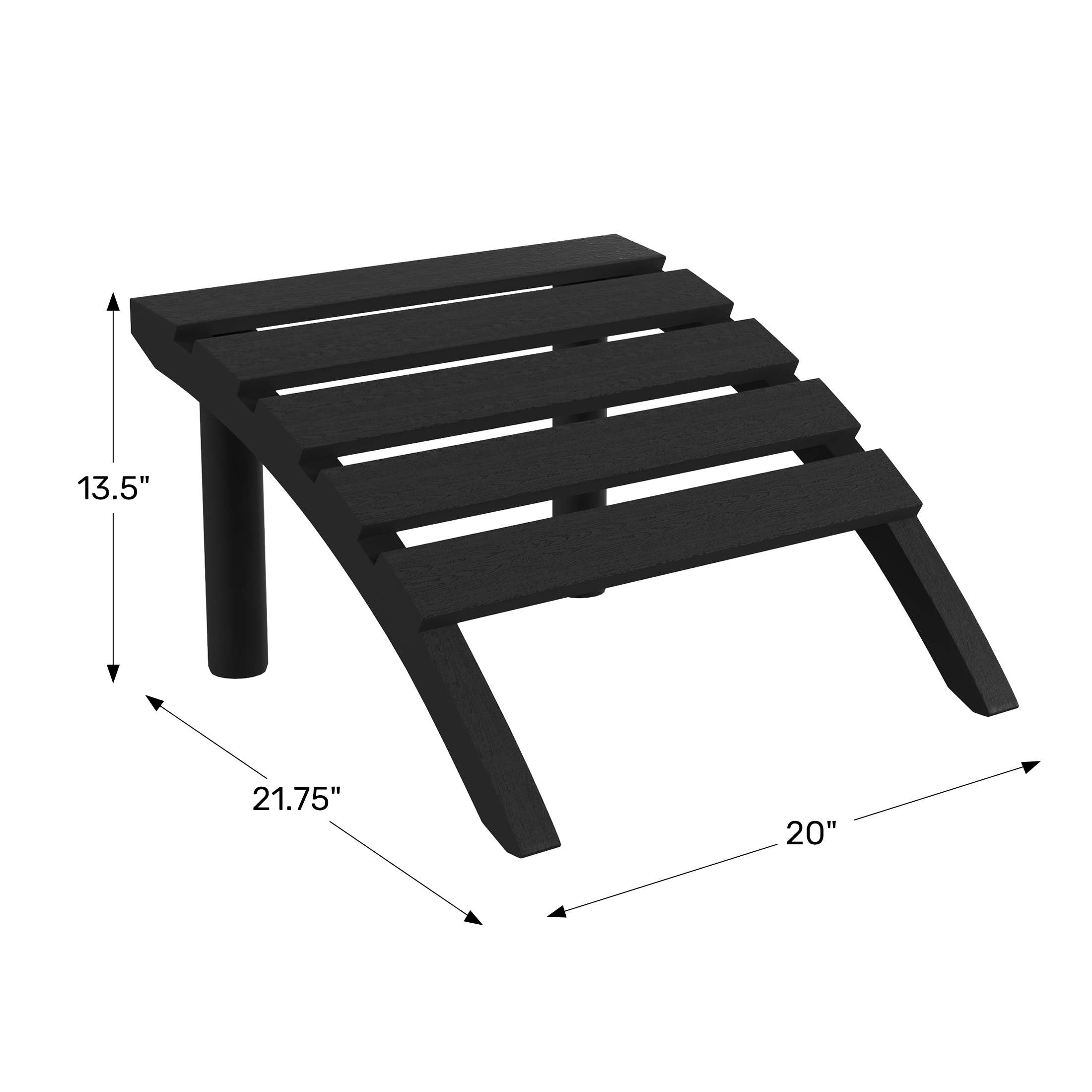 Outdoor Patio HDPE Adirondack Ottoman Footrest WWT Spec Image