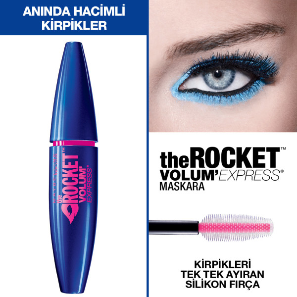 maybelline new york volum' express rocket ekstra siyah maskara