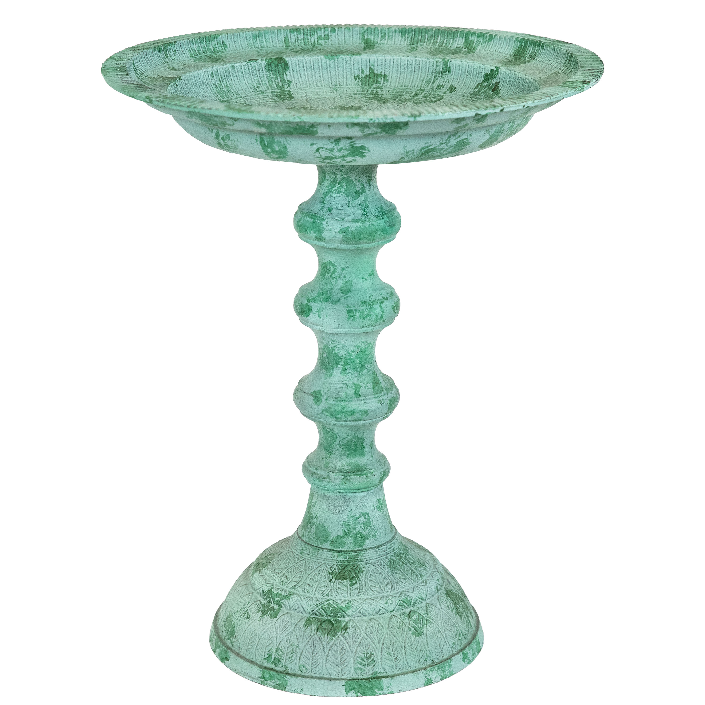 Backyard Beauty Cast Aluminum Bird Bath - Green Patina