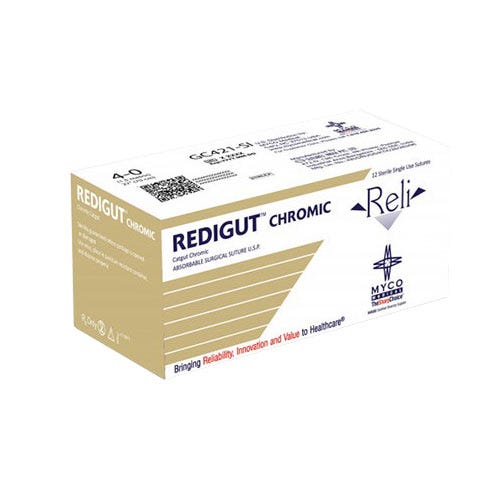 Reli® REDIGUT® Chromic Gut  Sutures, 6-0, YC-2 (P-3 or C3), Reverse Cutting, 18" - 12/Box