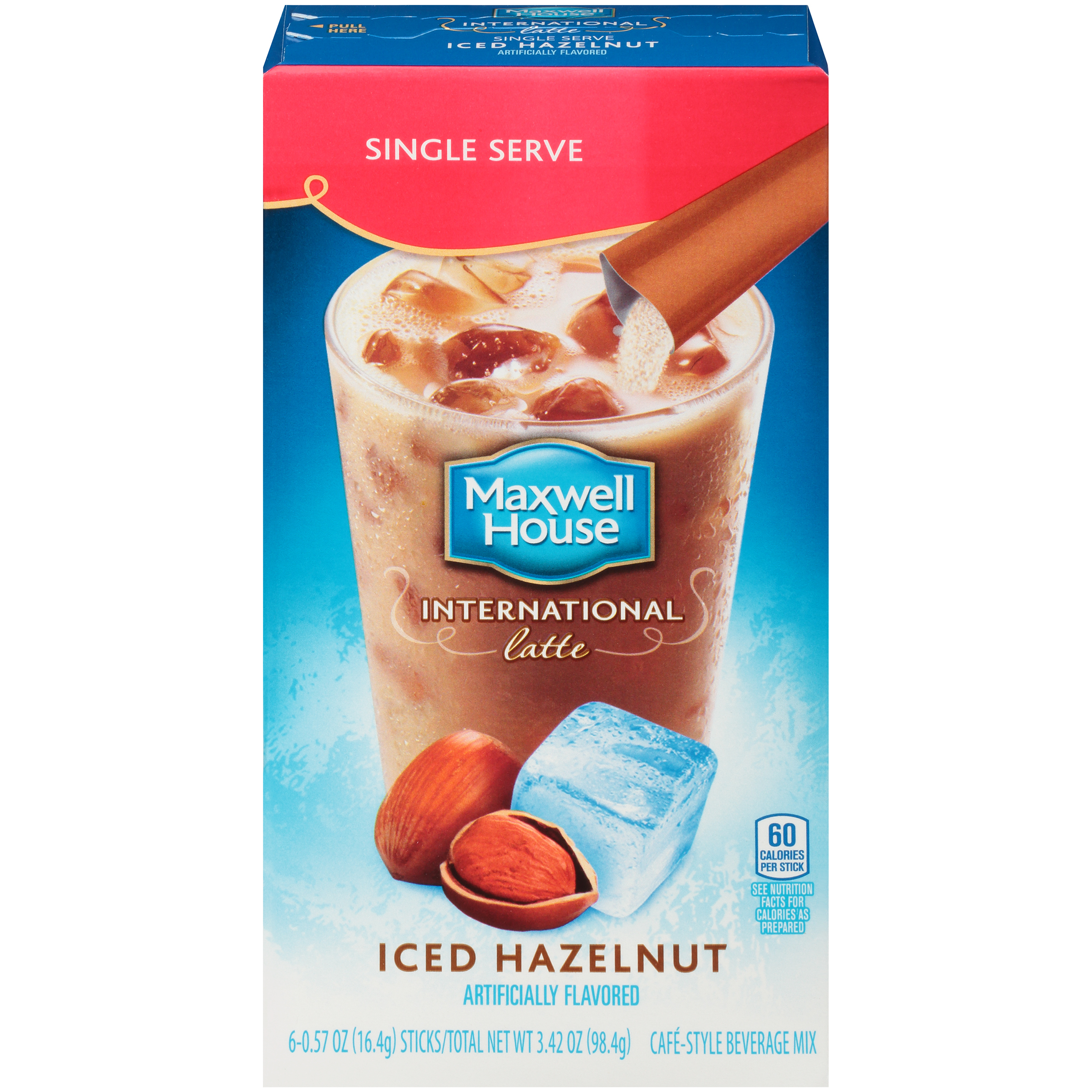 Maxwell House International Latte Iced Hazelnut Coffee 6 0.57 oz