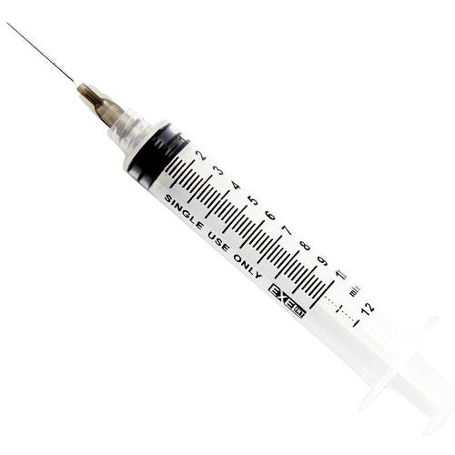 Syringe w/Needle 10-12cc 22ga x 1" - 100/Box