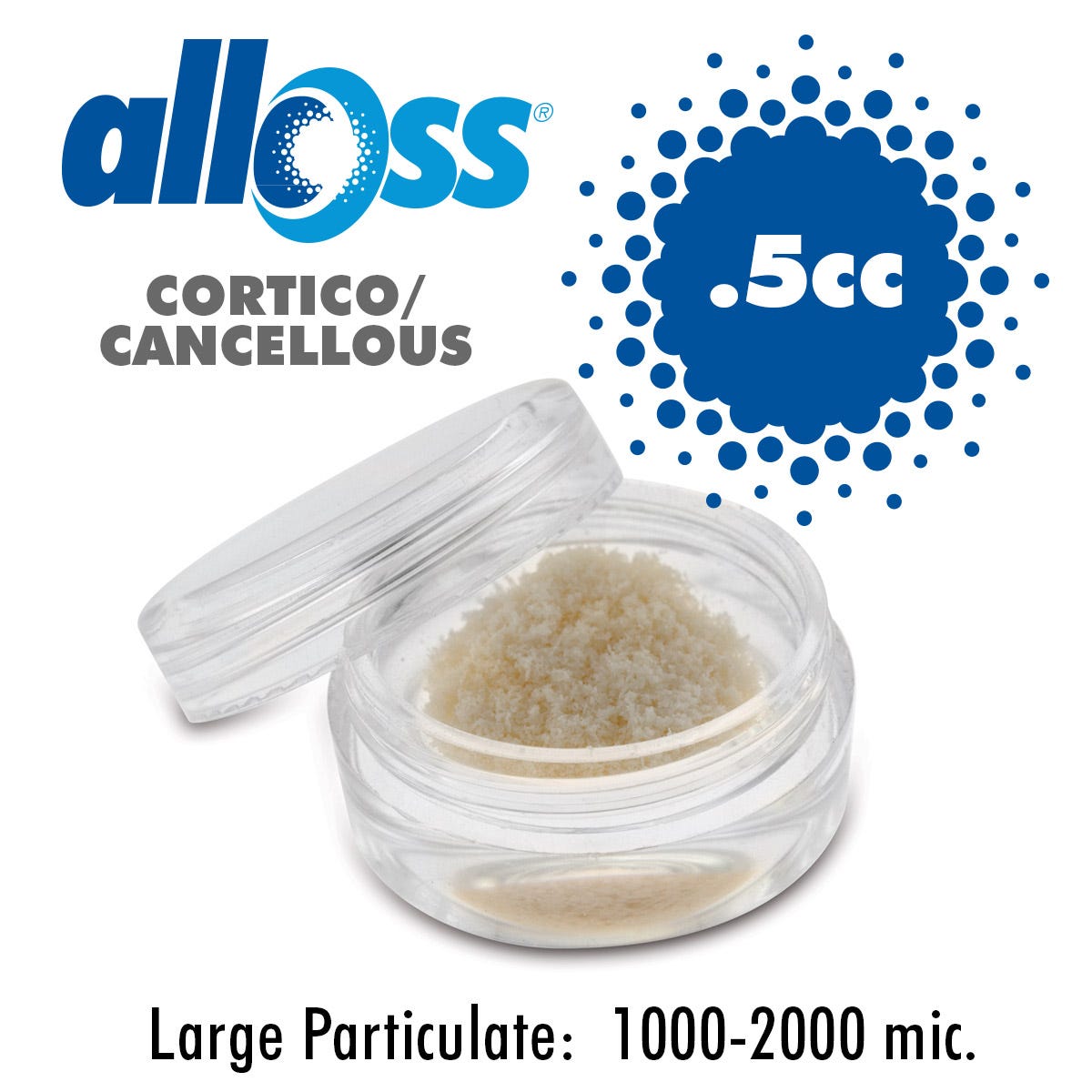 alloOss® 50/50 Cortico/Cancellous Particulate  1000-2000um (.5cc)