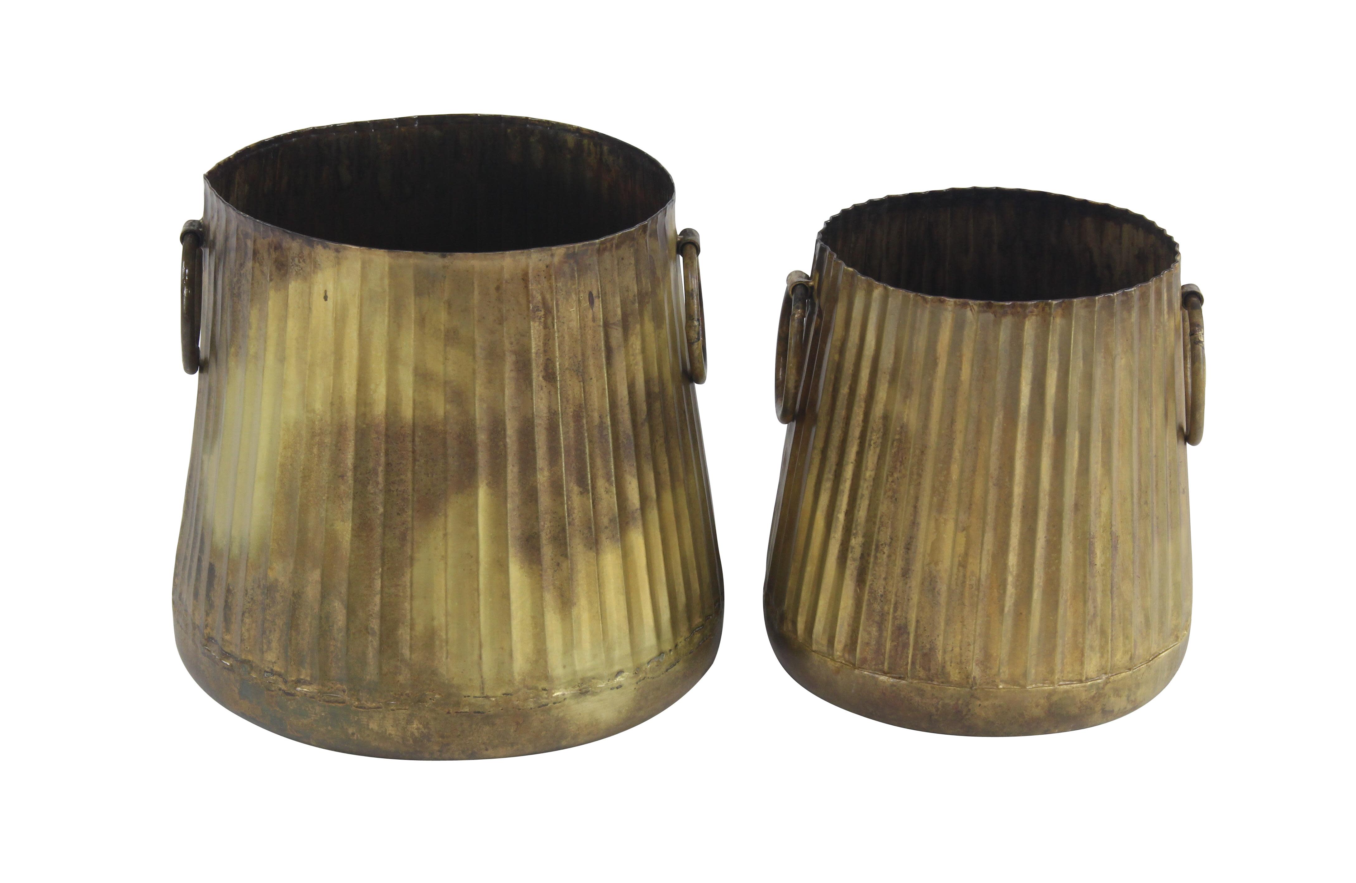 Brass Metal  Planter, Set of 2 11", 12"H