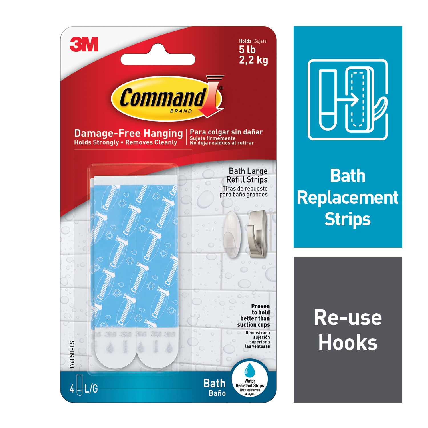 SKU 7000052574 | Command™ Water Resistant Strips 17605B Large Blue
