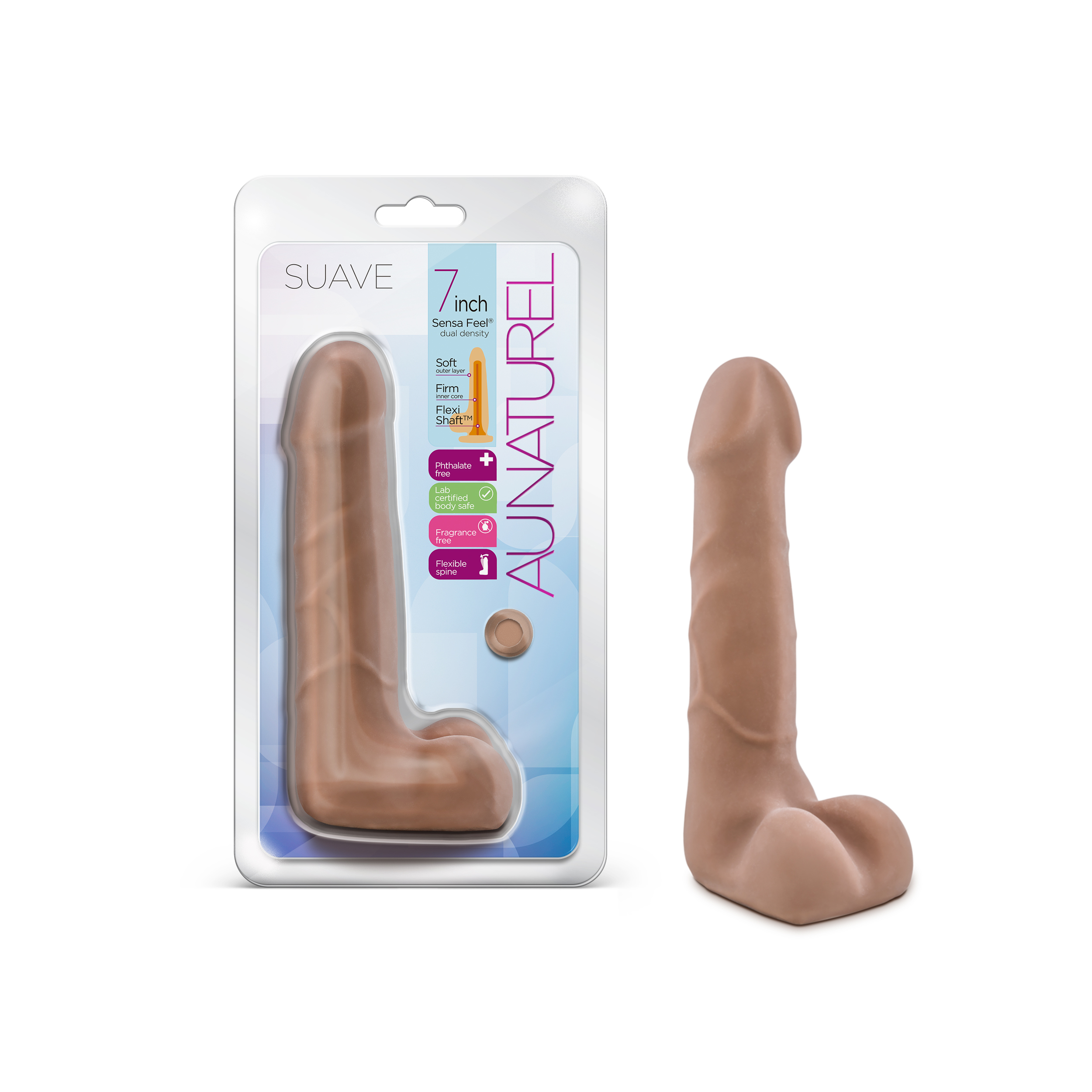 Blush Au Naturel Suave Realistic Latin 7-Inch Long Dildo With Balls