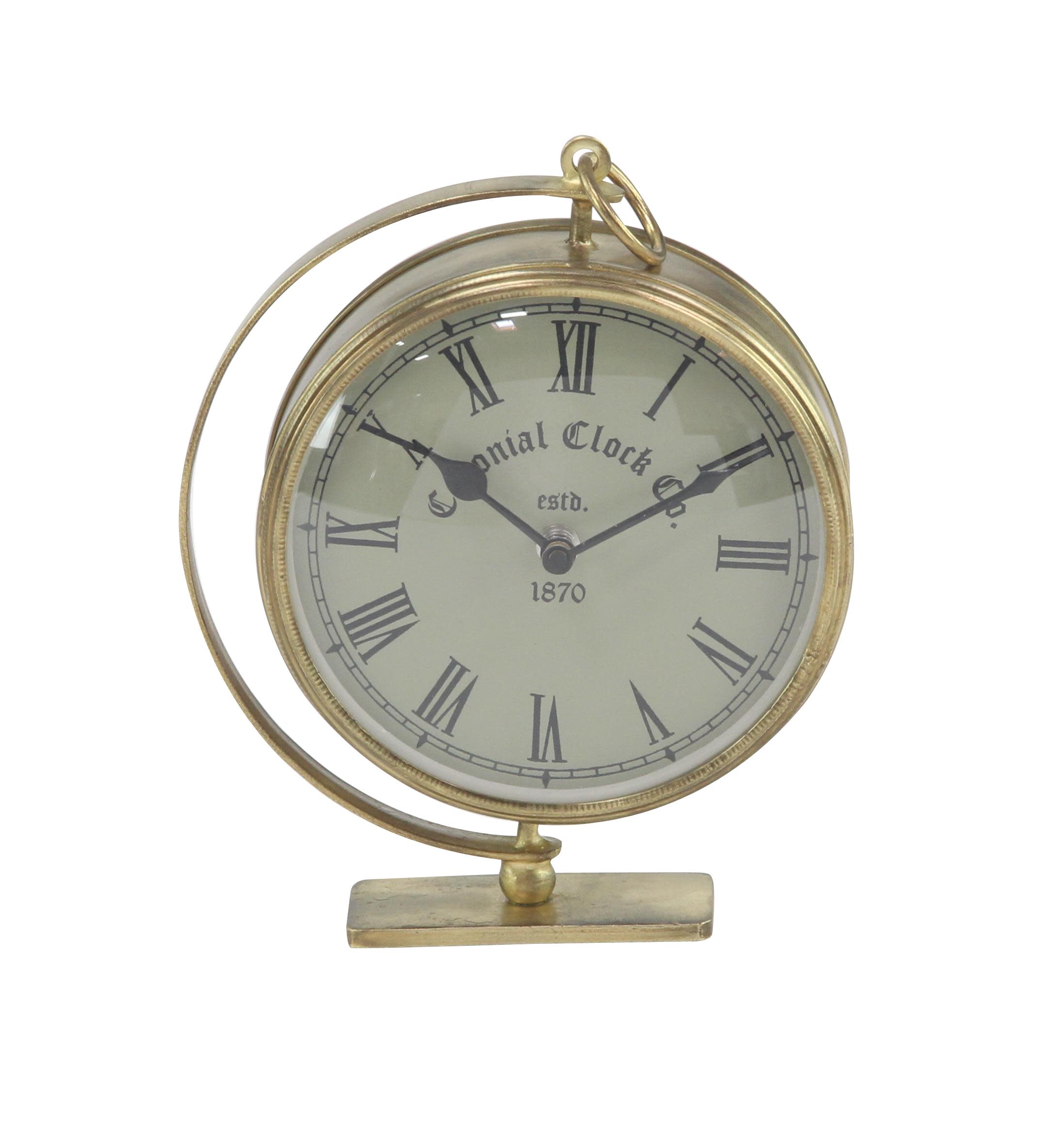 Gold Metal  Clock, 7" x 2" x 6"