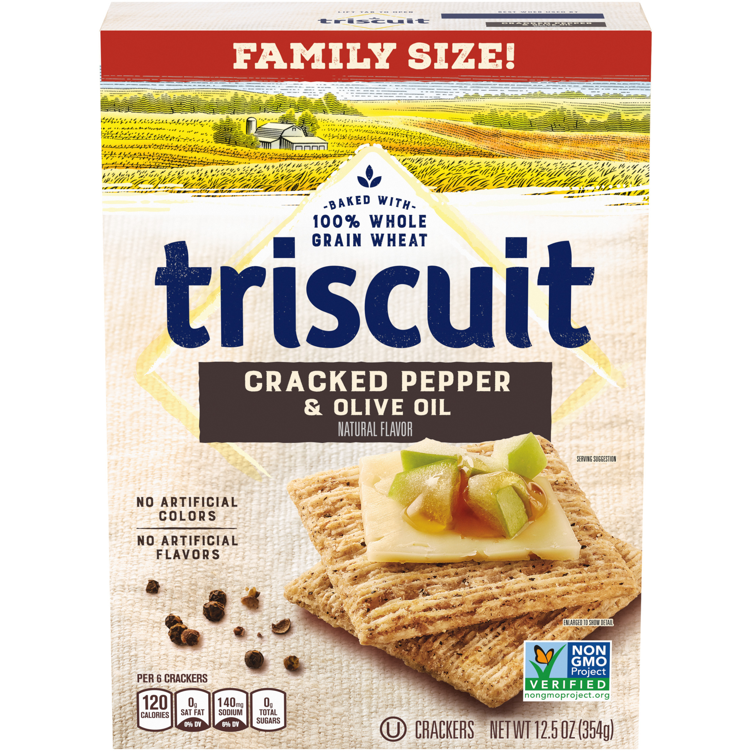 Triscuit Cracked Pepper & Olive Oil Whole Grain Wheat Crackers, Family Size, 12.5 oz-0