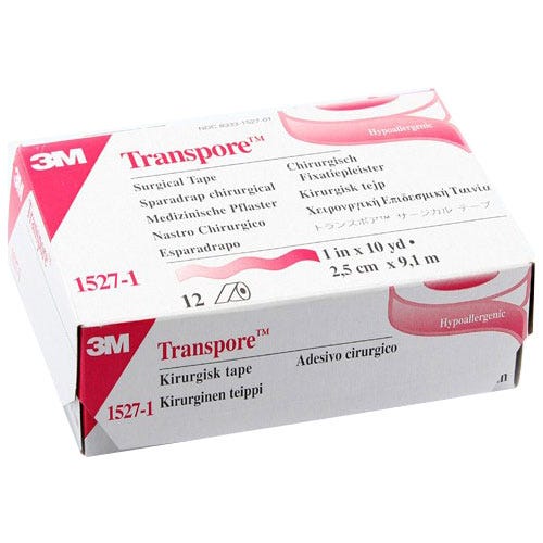 Transpore™  Surgical Tape Transparent,  1" x 10yds,  12/Box