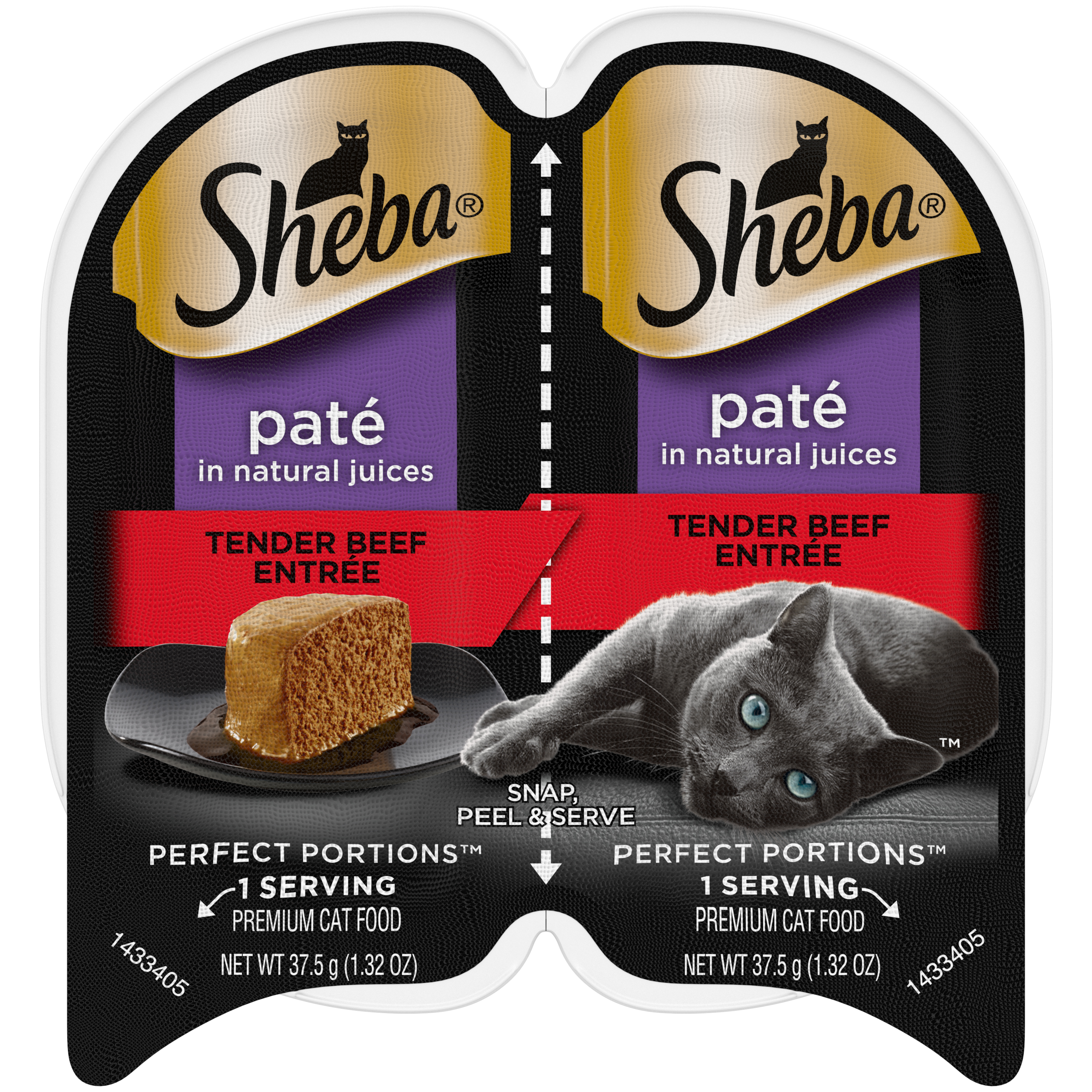 24/2.65 oz. Sheba Premium Pate Beef Entree - Food