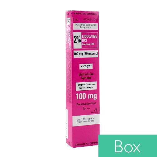 Lidocaine HCl 2% (20mg/ml), 5ml Ansyr® Plastic Syringe (for Cardiac Use Only) - 10/Box