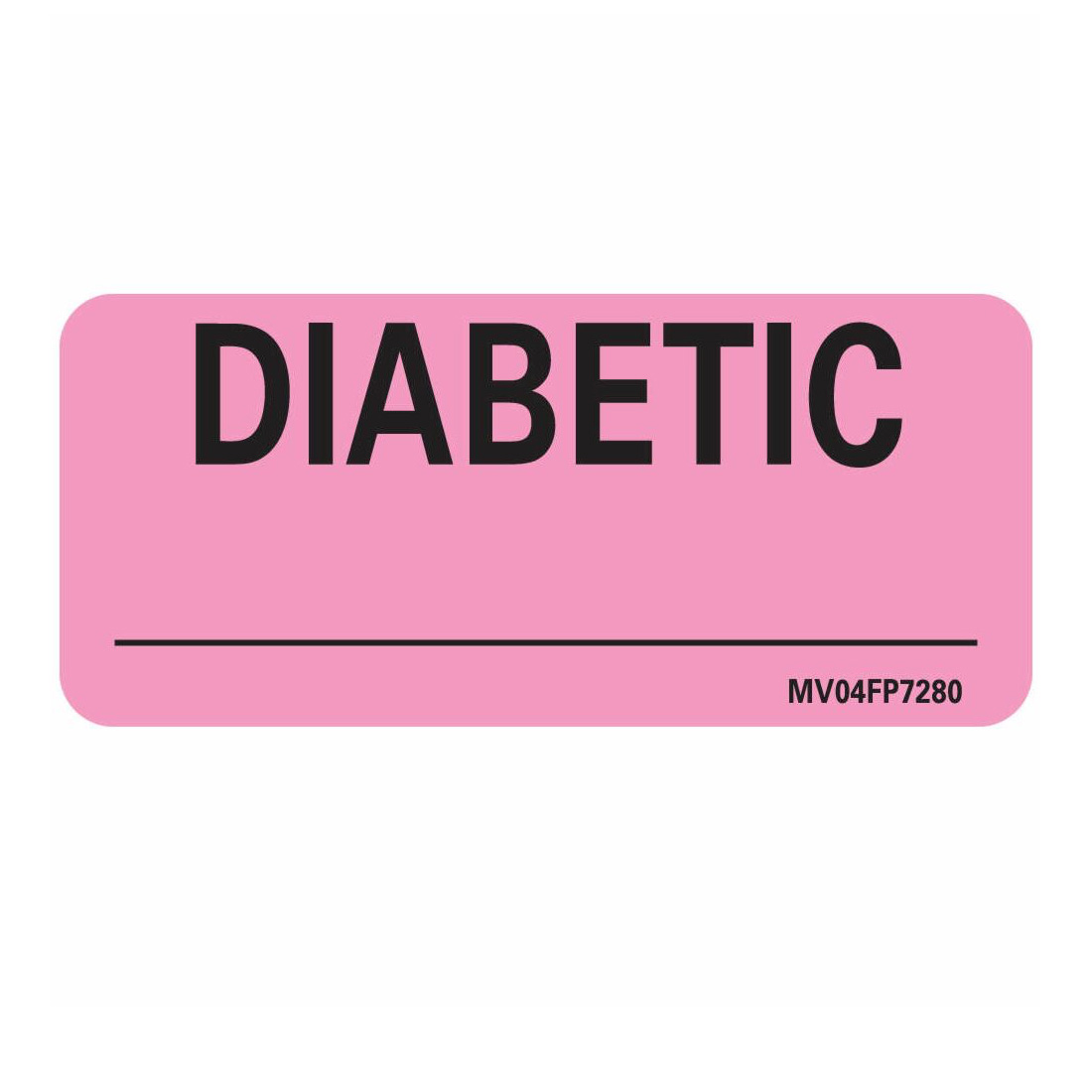 Diabetic Labels, Fluorescent Pink, - 420/Roll