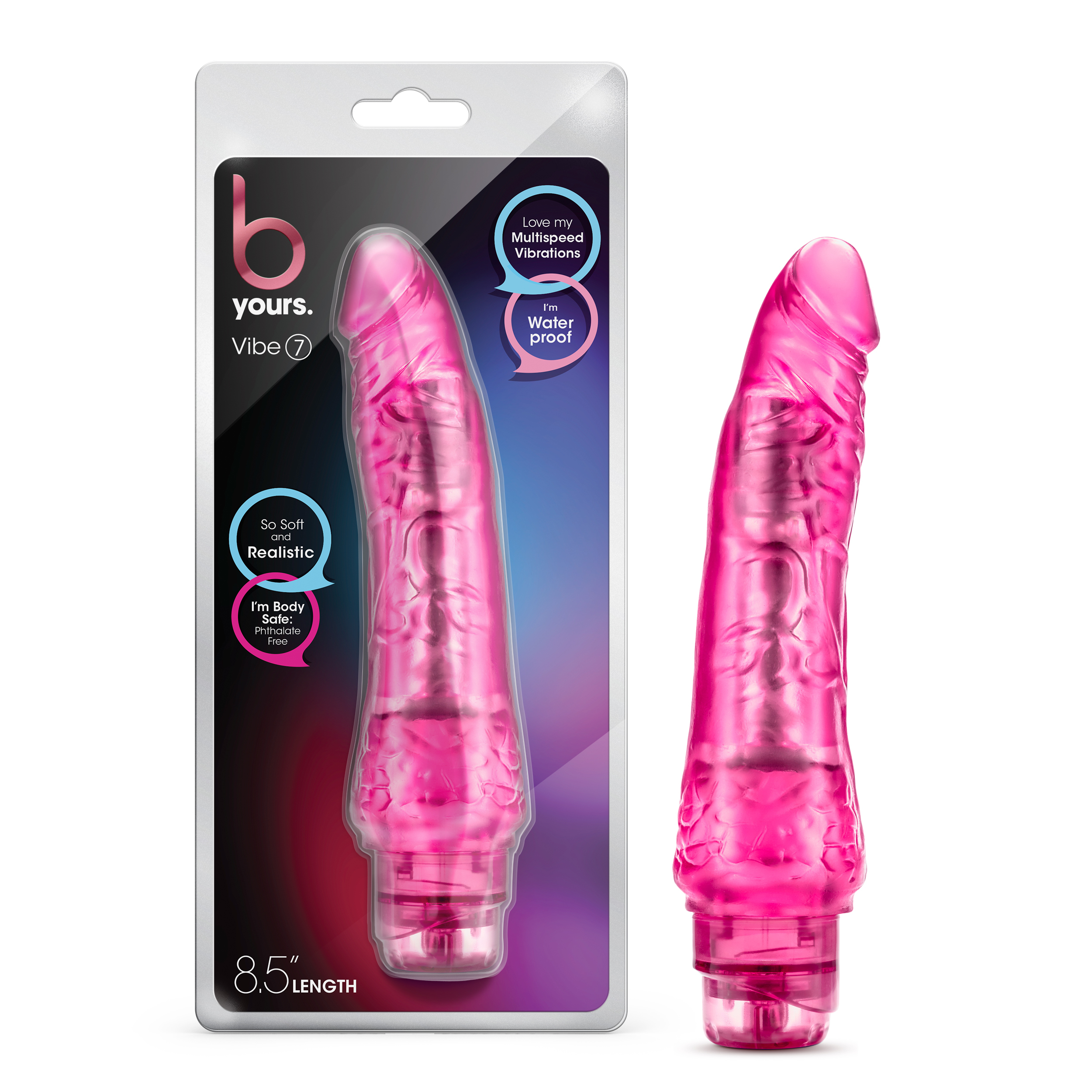 Blush B Yours Vibe 7 Realistic Pink 8.5-Inch Long Vibrating Dildo