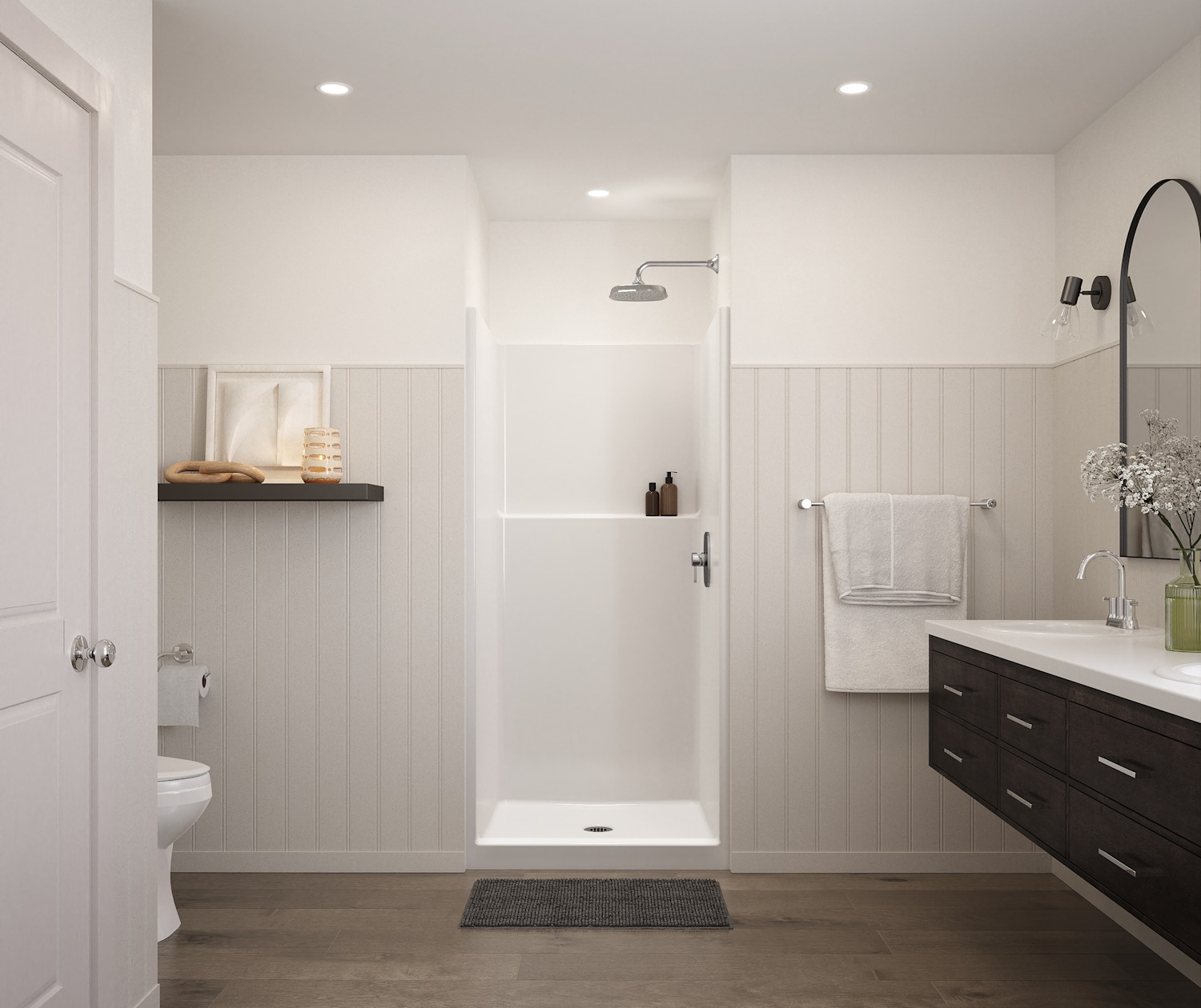 Icon SH3636 AcrylX™ Alcove Center Drain One-Piece Shower in White view 6