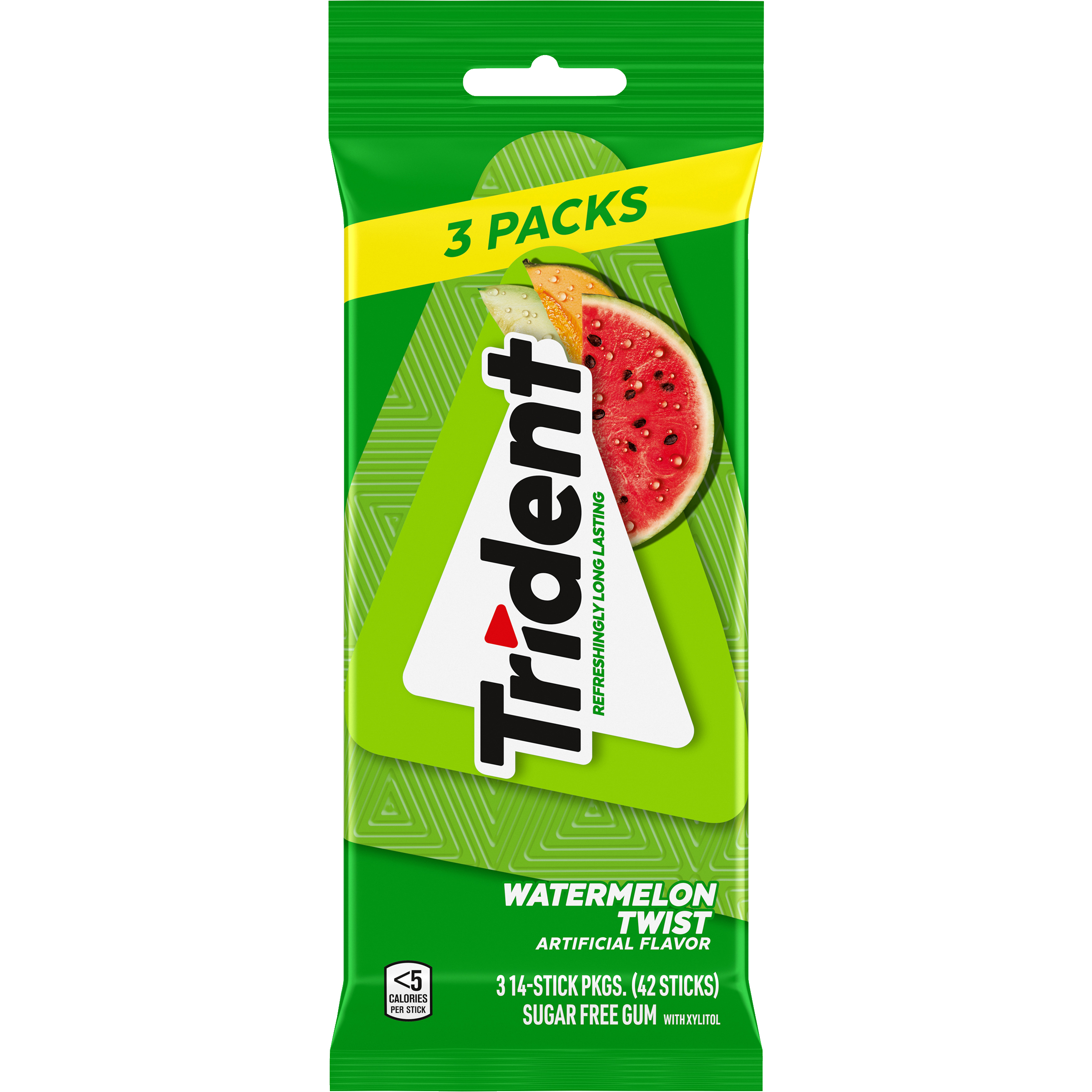 Trident Watermelon Twist Sugar Free Gum, 3 Packs of 14 Pieces (42 Total Pieces)-1