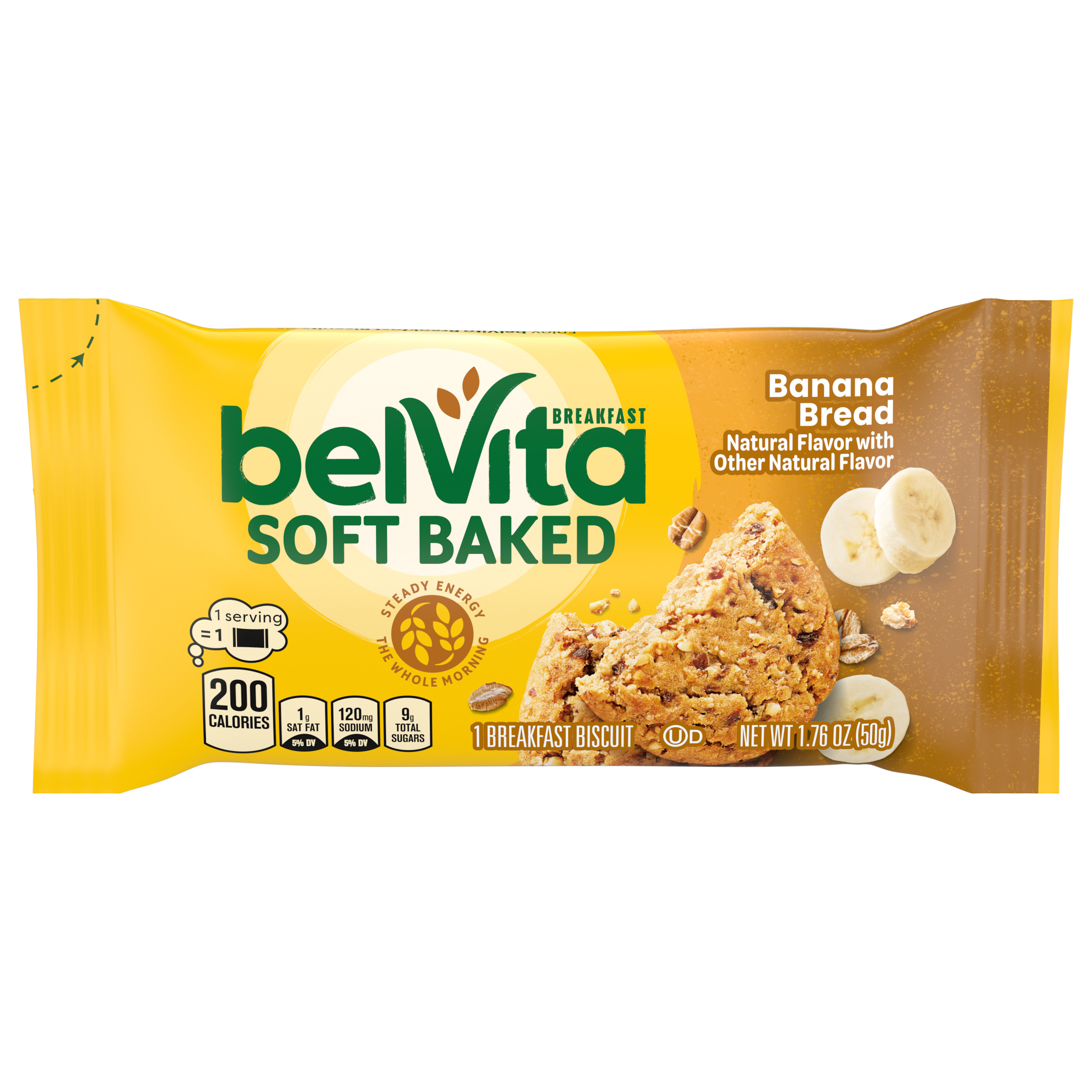 belVita Soft Baked Banana Bread Breakfast Biscuits, 1 Pack (1 Biscuit Per Pack)
