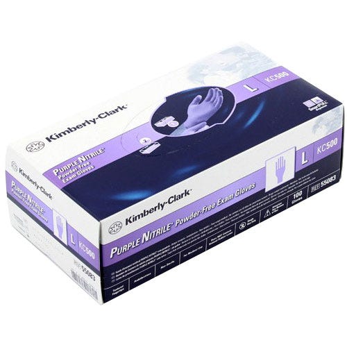 Purple Nitrile® Exam Glove 9-1/2" Long,  Large, Non Sterile, Powder Free- 100/Box