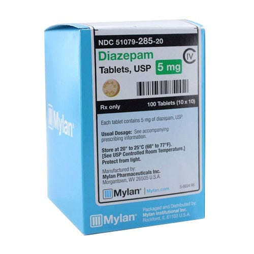 Diazepam 5mg, 100 Count Unit Dose Tablets - 100/Box