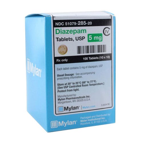 Diazepam 5mg, 100 Count Unit Dose Tablets