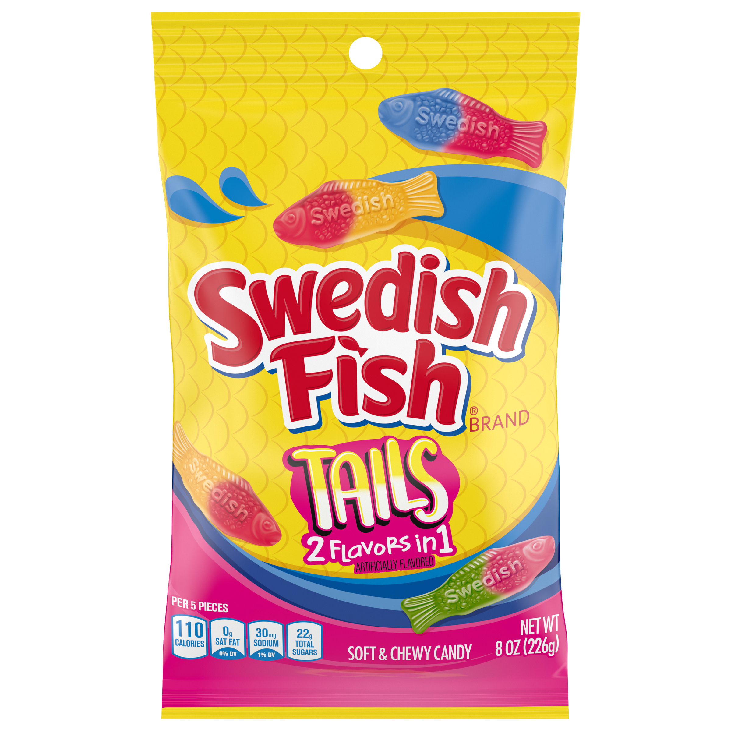 SWEDISH FISH Tails 2 Flavors in 1 Soft & Chewy Candy, 8 oz-thumbnail-1